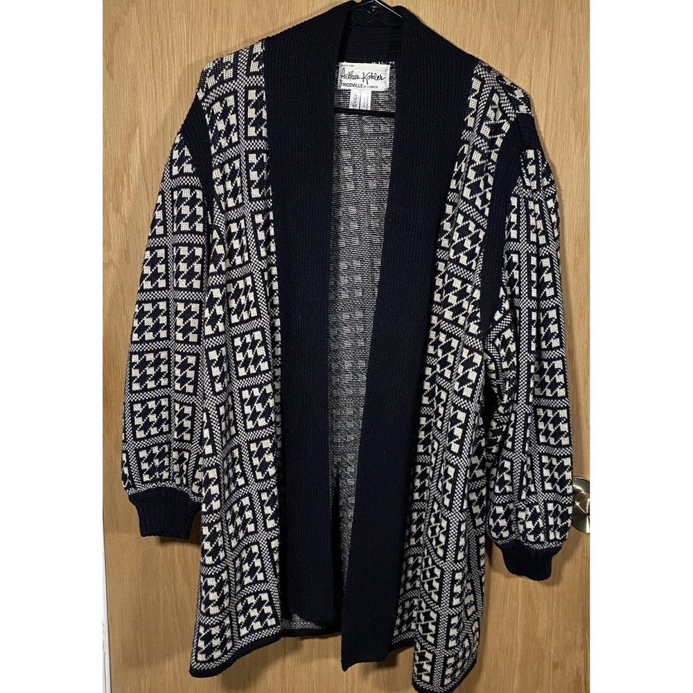 Vtg Arthur Kohler By Tricoville Of London Shacket Coatigan Geometric Women's 16